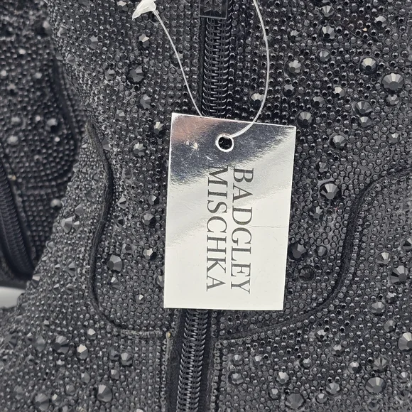 NWT Badgley Mischka Girls’ Sparkly Cowgirl Boots, Black Rhinestones - Picture 7 of 16